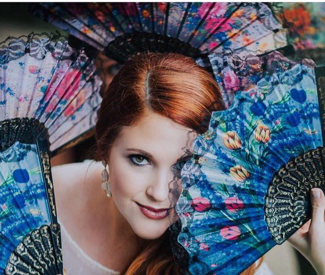 Creative editorial look with decorative fans
